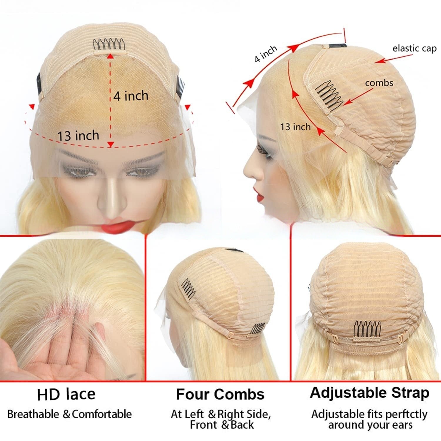 Real Human Hair Transparent Lace Full-Head Wig