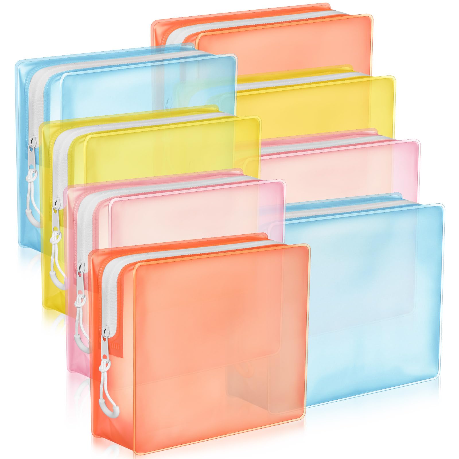 Locmeo 8 Pack TSA Approved Travel Toiletry Bags Frosted Leak-Proof Travel Bags with Zipper Translucent Makeup Bag Toiletry Cosmetic Bags for Women Men Travel Organizer Airport Security (Pastel)