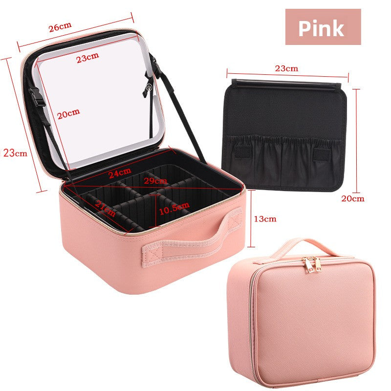 LED Lighted Makeup Bag with Mirror Portable Travel Organizer